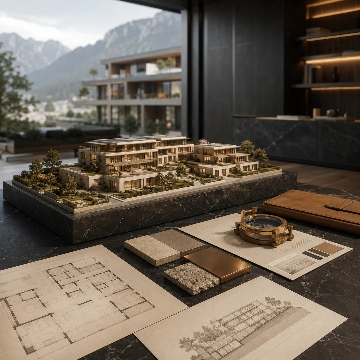 Luxuriöses Architekturbüro mit Modell